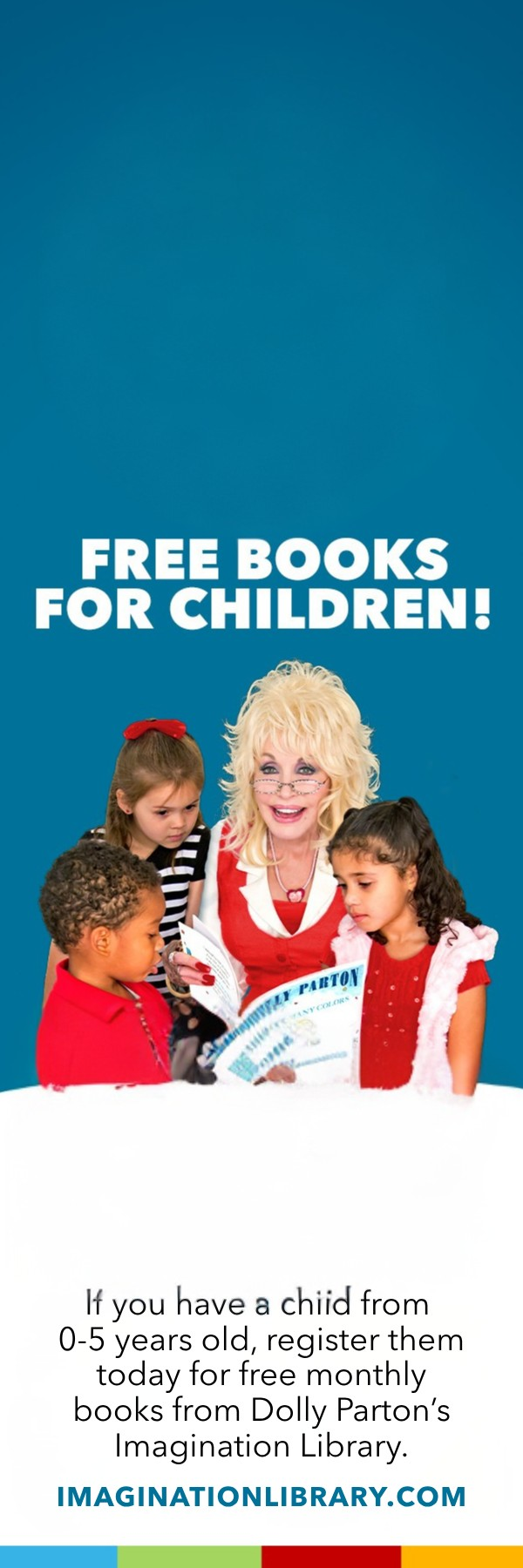 Free Books for Children — Dolly Parton reading with a group of young children.